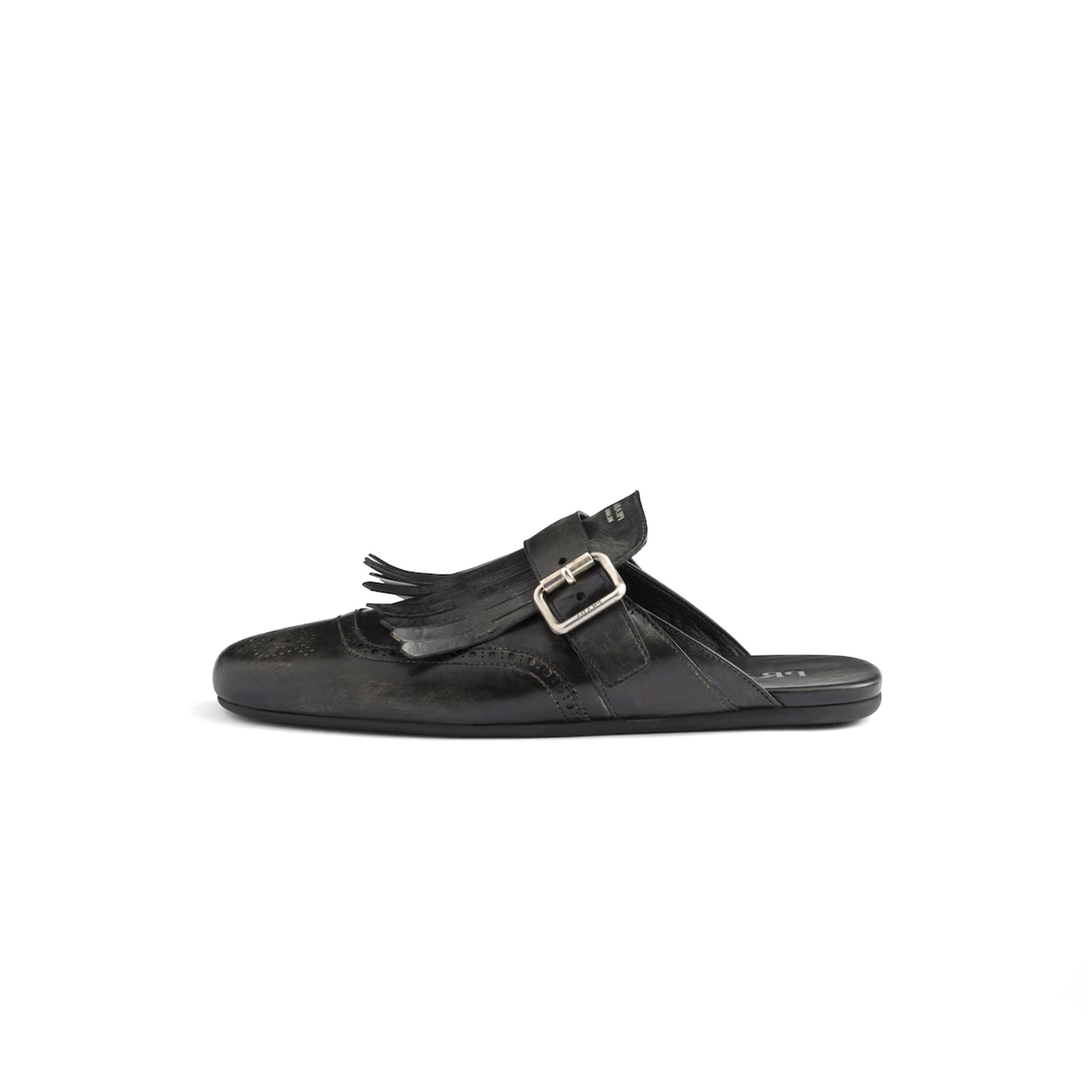 Pra*a shuffle fringed leather mules 1s973n